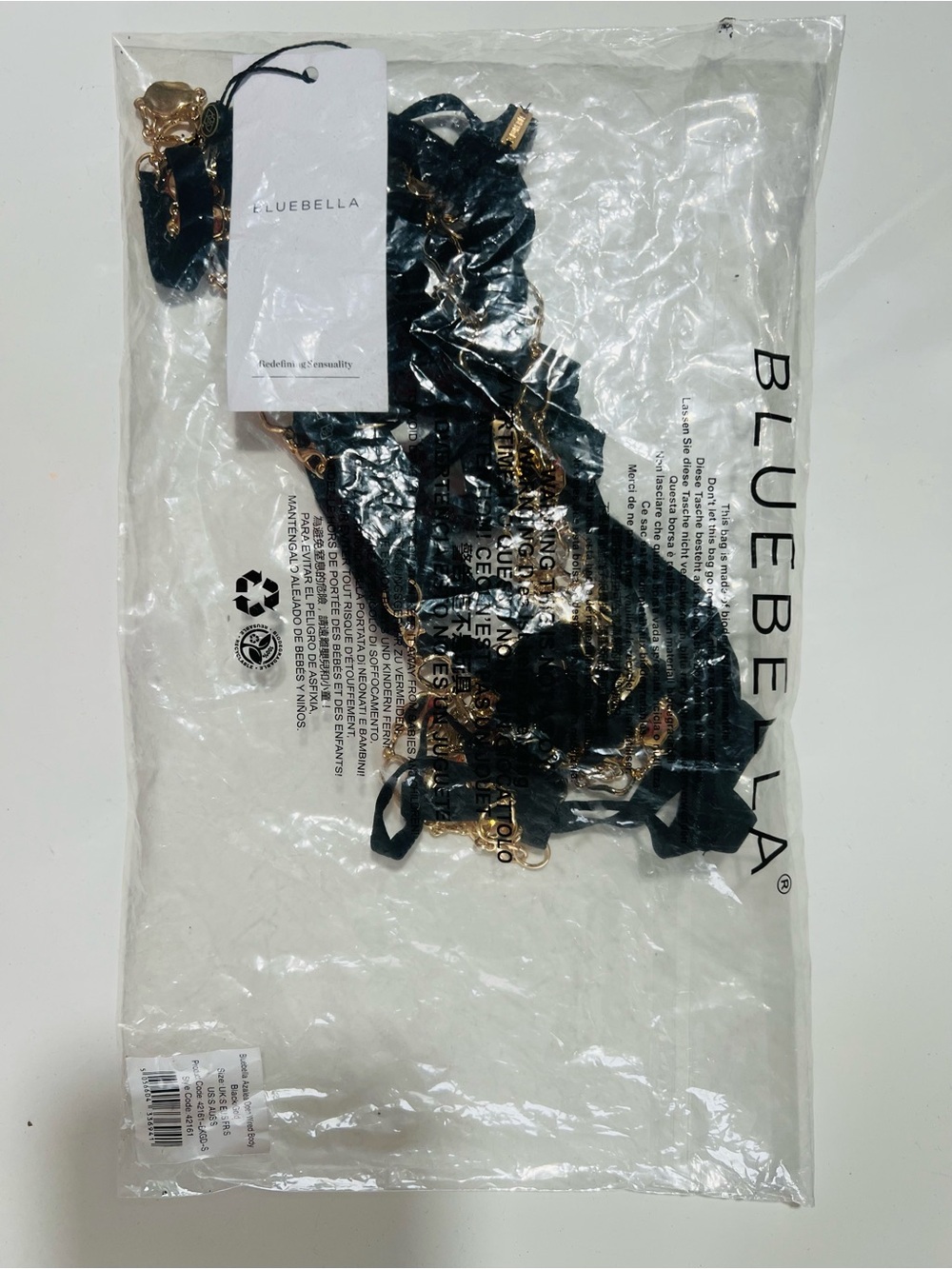 Bluebella Azalea Open Bodysuit Black/Gold - SMALL - Picture 4 of 5